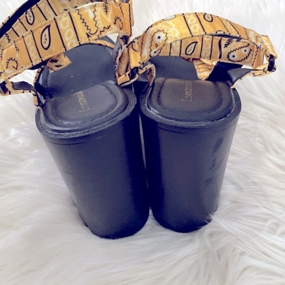 Lemonade yellow bandanna platform sandals heels - Picture 5 of 10